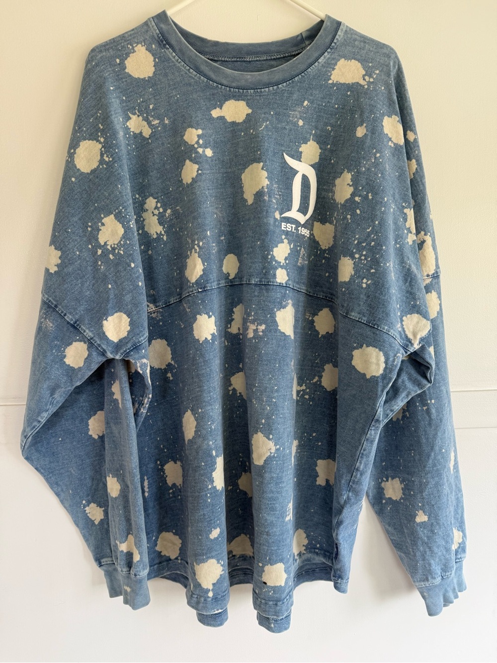 Disneyland Resort Spirit Jersey Denim Look Bleached Spot Pattern Shirt Adult XXL